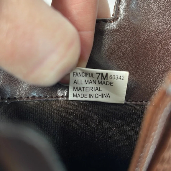 CL BY LAUNDRY Fanciful Cognac Pointed Toe Boots Vegan Brass Buckle Y2K Vibe 7M - Picture 10 of 13